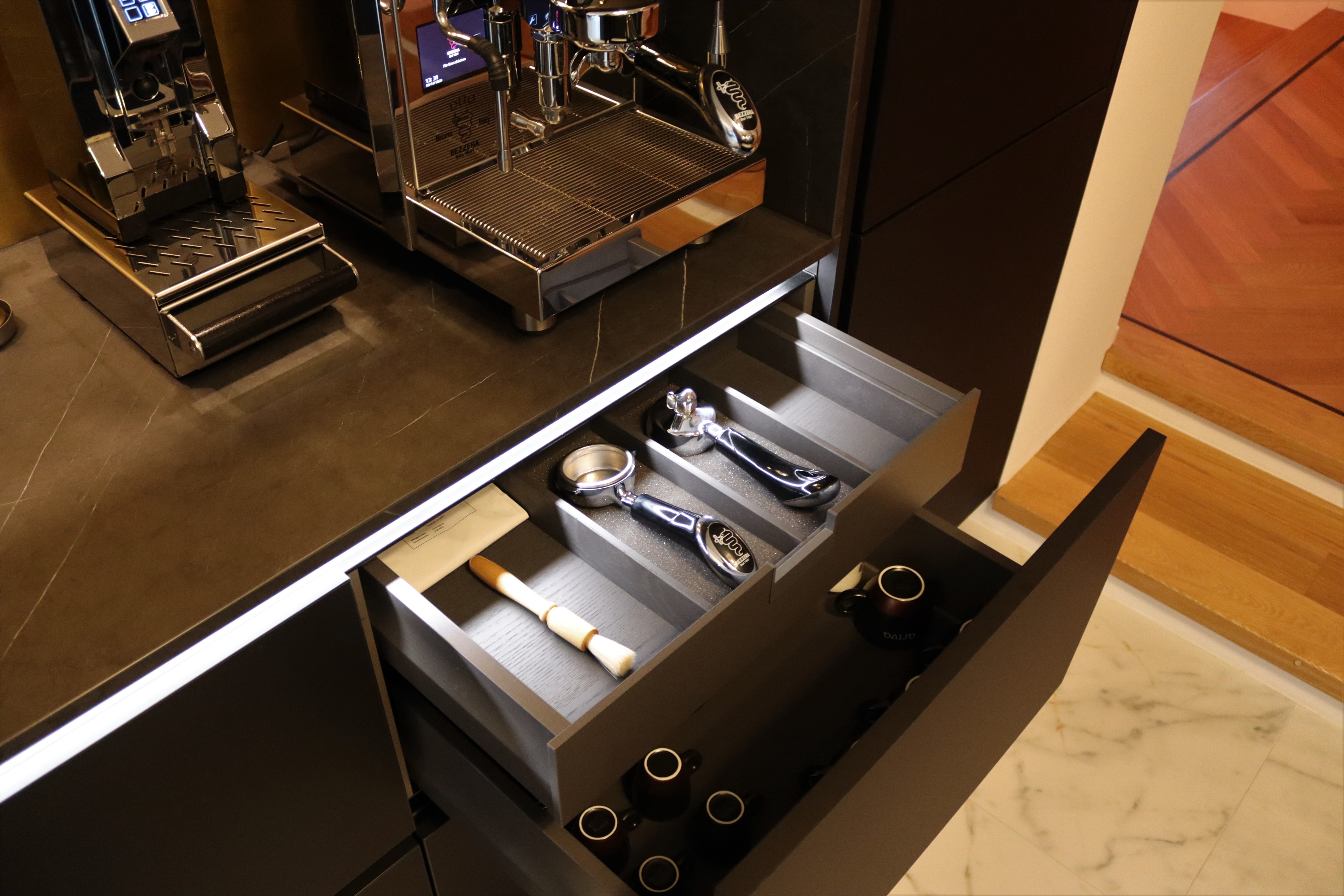 Siebträger Kaffeemaschine Küche Unterschrank Auszüge